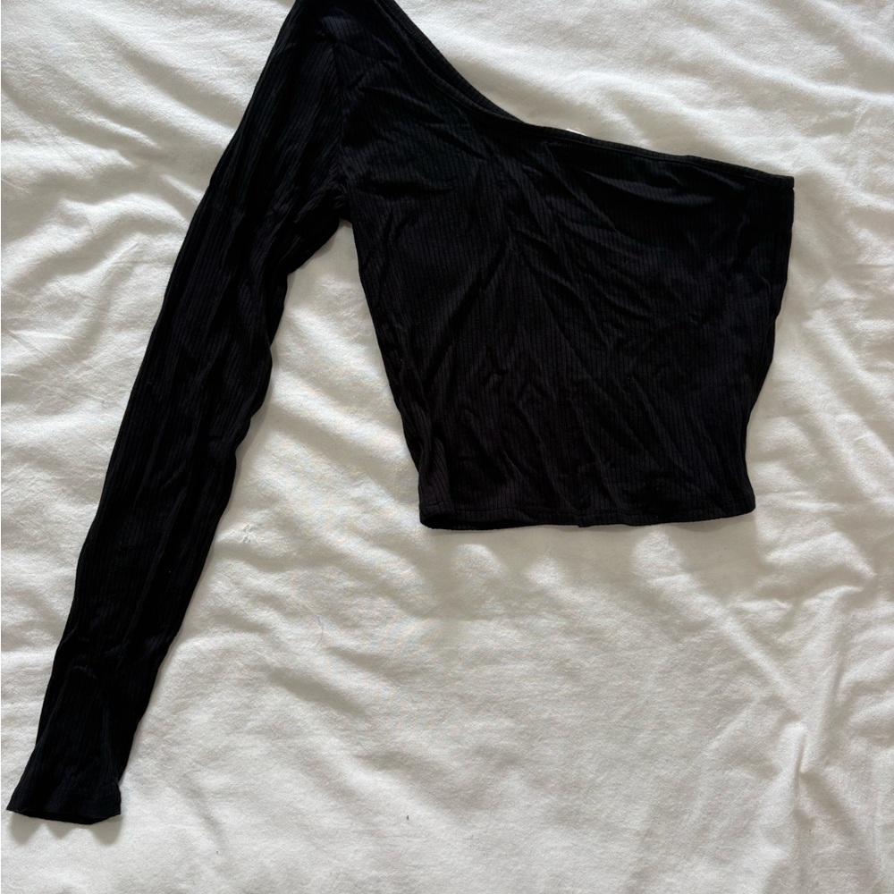 Garage Black One-Shoulder Top